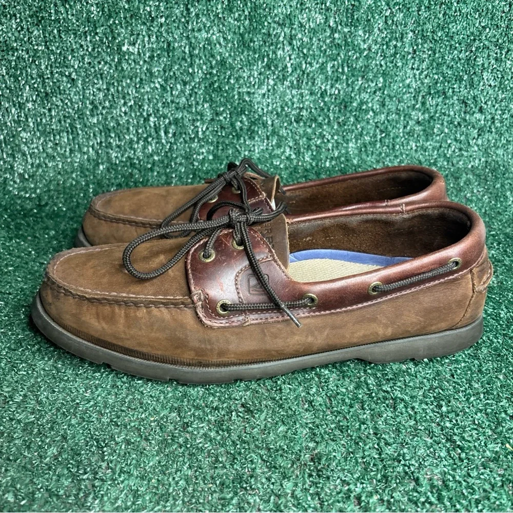 Sperry‎ Top Sider Brown Leather Nubuck Moccasin Boat Shoes Men's Size 12 M